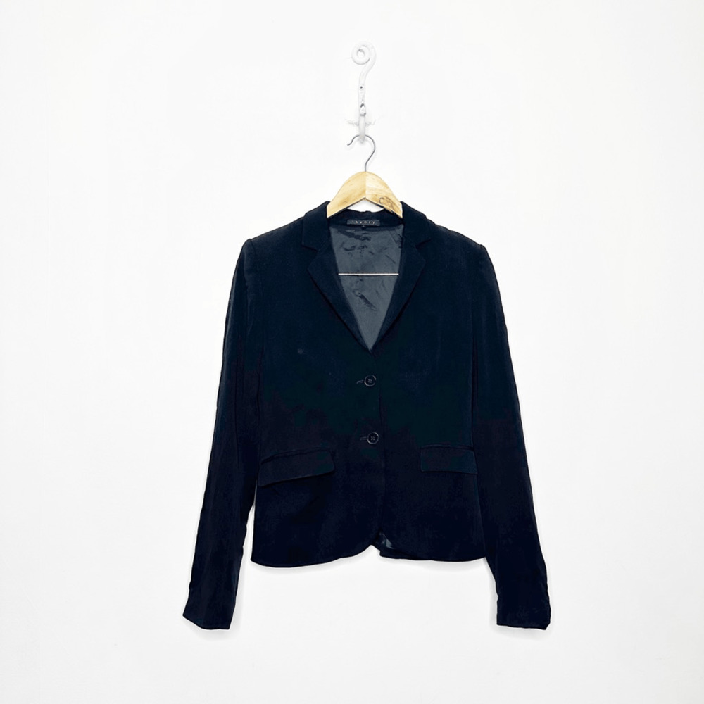 THEORY 2 button BLAZER black wool silk career classic tailored womens 4